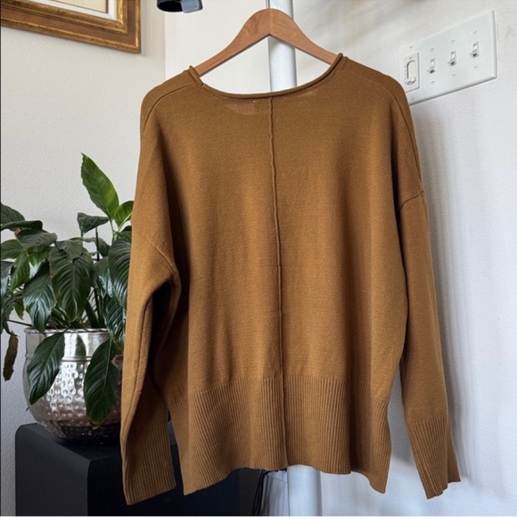 NWT Double Zero Mustard Oversized Slouchy Lightweight Pullover Sweater Sz L - Picture 6 of 9